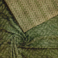 Dark Olive Smudge Satin Linen Fabric unstitch suit set