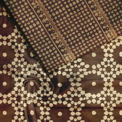 Bakers Brown Batik Satin Linen Fabric unstitch suit set