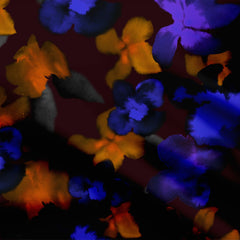 Iris Smudge Flowers Print Fabric