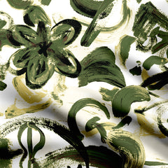 Olive Klutzy Flower Print Fabric