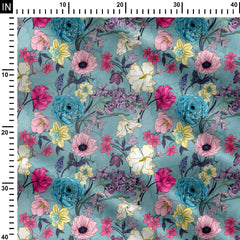 Pastel flowers Print Fabric