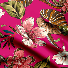 Pink Flower Allover Print Fabric