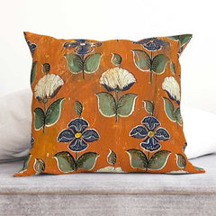 Orange Floral Lattice Cushion