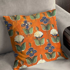 Orange Floral Lattice Cushion
