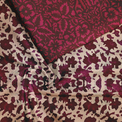 Magenta bagru floral Tussar Silk Fabric Unstitched Suit Set