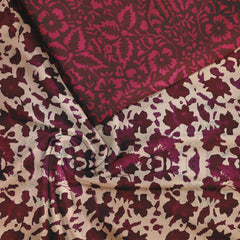 Magenta bagru floral Silk Satin Unstitched Suit Set