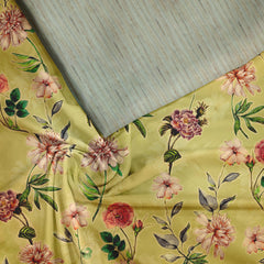 Floral abundance Silk Satin Unstitched Suit Set