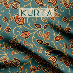 Blue floral Tussar Silk Fabric Unstitched Suit Set