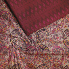 Tussar Silk 5.5 Meters Pink paisley Unstitched Suit Set