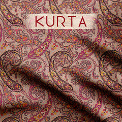 Tussar Silk 5.5 Meters Pink paisley Unstitched Suit Set