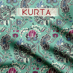 Sea green Paisley Muslin Unstitched Suit Set