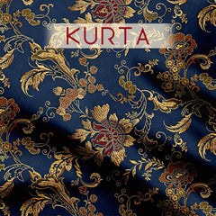 Royal blue floral Silk Satin Unstitched Suit Set