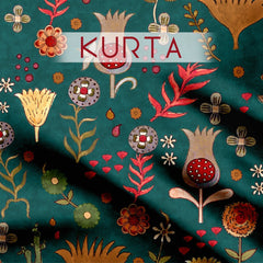 Scattered floral Tussar Silk Unstitched Suit Set