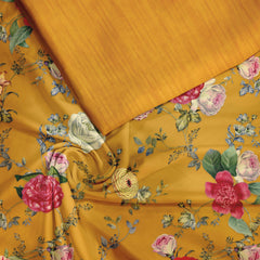 Yellow summer Tussar Silk Fabric Unstitched Suit Set