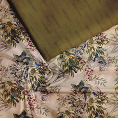 Painted tropical Satin Linen Unstitched Suit Set
