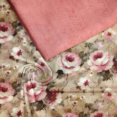 Rosy pink Tussar Silk Fabric Unstitched Suit Set