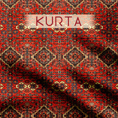 Squares in red Kurta & Bottom Women Set (Unstitched)