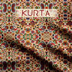 Cream kaani print Kurta & Bottom Women Set (Unstitched)