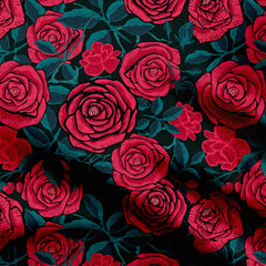 Red Blooming Rose2 Print Fabric