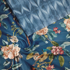Blue bird motif Unstitched Suit Set