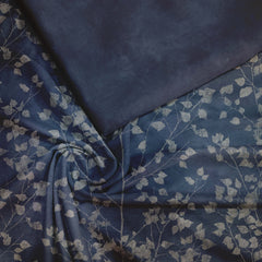 Ink blue petals Unstitched Suit Set