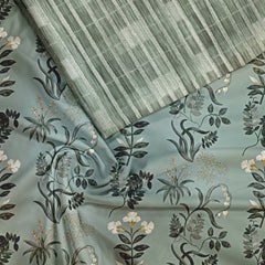 Pastel motif Silk Satin Unstitched Suit Set