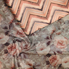 Pastel floral garden Silk Satin Unstitched Suit Set