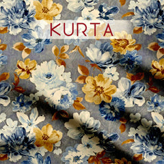 Bunch big floral Tussar Silk Unstitched Suit Set