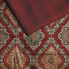Red galicha art Satin Linen Unstitched Suit Set