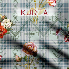 Floral on checks Tussar Silk Farbic Unstitched Suit Set