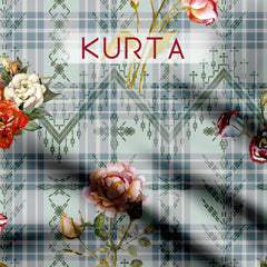 Floral on checks Muslin Unstitched Suit Set