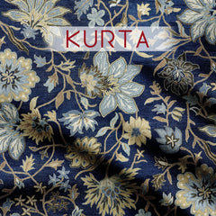 Blue branches Tussar Silk Fabric Unstitched Suit Set