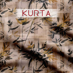 Beige Bamboo Shadows Tussar Silk Fabric unstitch suit set
