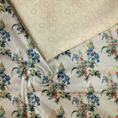 Vintage Floret Silk Satin Fabric unstitch suit set