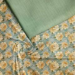 Antique Yellow Rose Silk Satin Fabric unstitch suit set