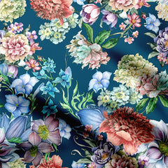 Crepe 6 Meters Garden flowers Print Fabric