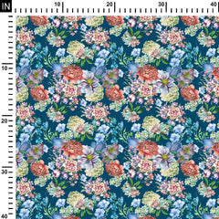 Cotton 1 Meter Garden flowers Print Fabric