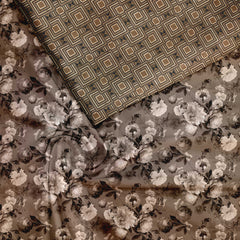 Geo Vintage Blocks Satin Linen Fabric unstitch suit set