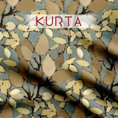 Brown & Grey Botanical Tussar Silk Fabric unstitch suit set