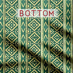 Green Geometrical Shapes Satin Linen Fabric unstitch suit set