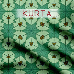 Green Geometrical Shapes Tussar Silk Fabric unstitch suit set