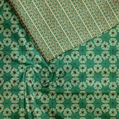 Green Geometrical Shapes Silk Satin Fabric unstitch suit set