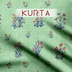 Green Mughal Floweret Muslin Fabric unstitch suit set