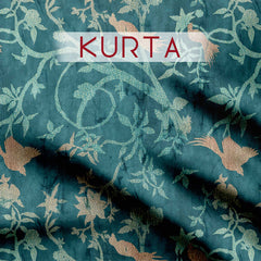 Sea green Tussar Silk Fabric unstitch suit set