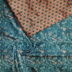 Sea green Silk Satin Fabric unstitch suit set
