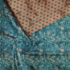 Sea green Tussar Silk Fabric unstitch suit set