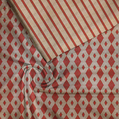 Orange Diamond trellis Satin Linen Fabric unstitch suit set