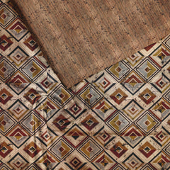 Geometrical Tiles Satin Linen Fabric unstitch suit set