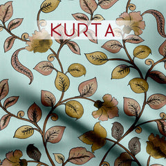 Dried Leaves Kalamkari Muslin Fabric unstitch suit set