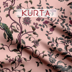 Pink Paradise Kalamkari Silk Satin Fabric unstitch suit set